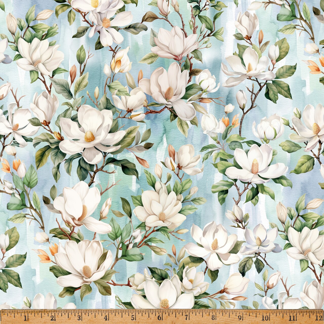 Fabric Hoffman Bluegrass Floral Forest Fawn by the Quarter Yard X5581-581